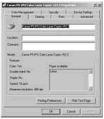Figure 16-10: Set printer properties with the dialog box for the printer you want to configure.
