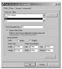 Figure 16-12: Use the Forms tab of the Print Server Properties dialog box to view printer forms.