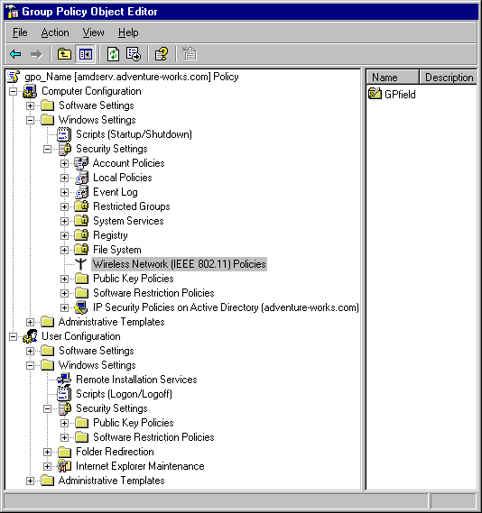Group Policy Object Editor for the gpo_Name GPO