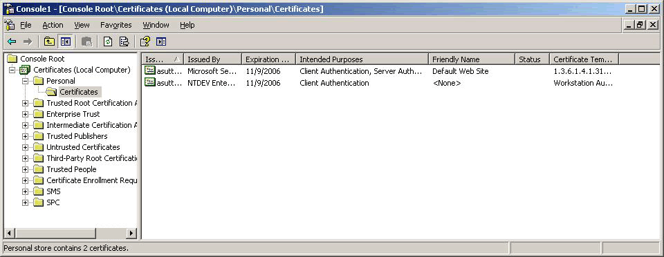 Console 1 - Certificates - Local Computer