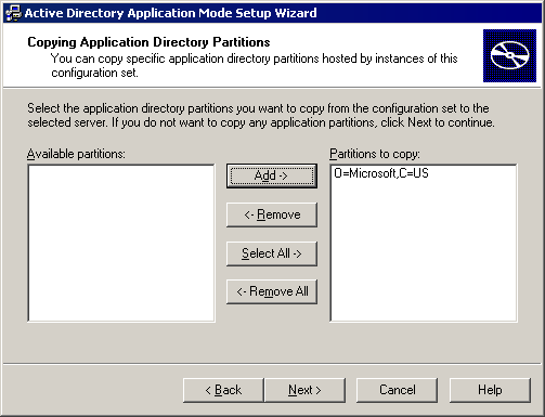 ADAM Setup Wizard Copy Application Partition