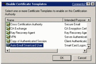 Figure 5: Enabling a certificate template on a CA