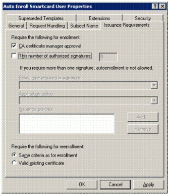 Figure 17: Setting the requirement for certificate manager approval