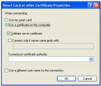 Figure 2   The properties of the Smart Card and Other Certificate EAP type