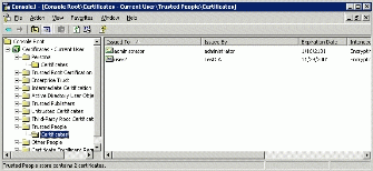 Figure 10: . Caching user certificate in the "Trusted People" certificate store