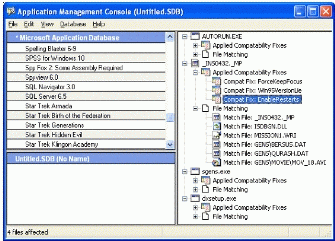 Figure 6: The CompatAdmin tool helps create packages of compatibility fixes for deployment to other computers.