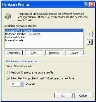 Figure 2: Windows XP Professional users can move easily between configurations for different environments