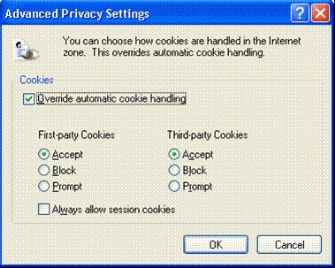 Figure 3: Cookie Management: Advanced Privacy Settings