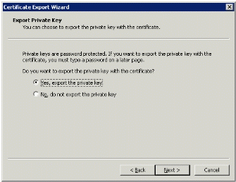 Figure 13: Exporting the private key