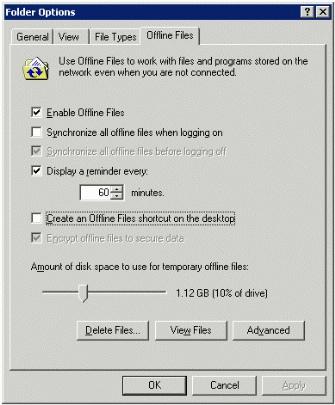 Figure 17: Selecting the Offline Files tab