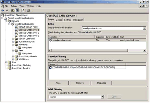 Figure 5. Using Security Filtering Within a GPO To Deploy SP2