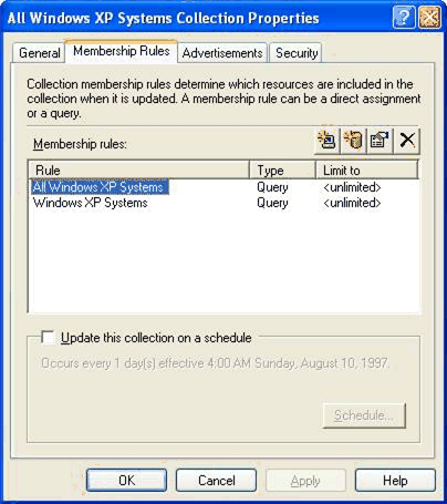Figure 7. Windows XP Collection Membership Rules