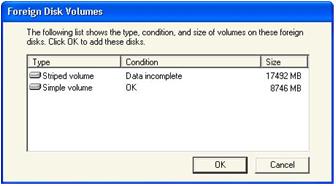 Figure 12-3 Foreign Disk Volumes dialog box