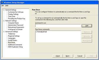 Figure 12-4 Configuring Run Once in Windows Setup Manager
