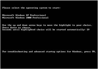 Figure 29-4 Example of a startup menu for multiple-boot systems