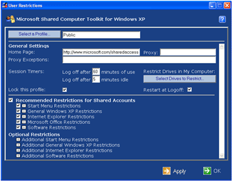 Figure 4.1 The main screen of the User Restrictions tool