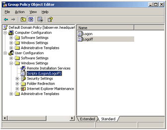 Figure 10.3 Group Policy allows the configuration of Logon and Logoff scripts for users