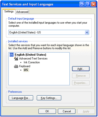 Figure 10.4 Add an input language for a user account