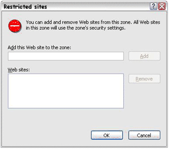 Figure 3.2 Restricted Sites configuration interface
