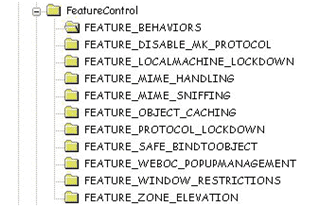 Figure 3.3 Feature Control Registry Key and Subkeys