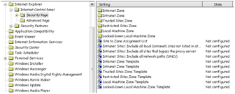 Figure 3.9 Security zone configurations in Group Policy
