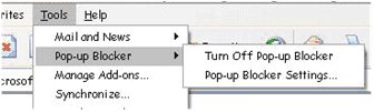 Figure 3.12 Pop-up Blocker menu in Internet Explorer
