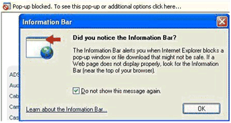 Figure 2.5  Dialog box informing the user about the Information Bar