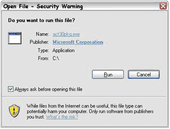 Figure 2.15 Warning message when trying to run a downloaded file