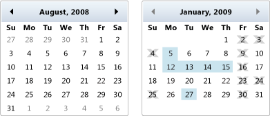 Silverlight Calendar control