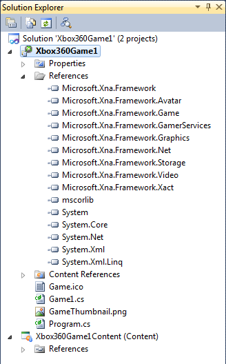 Bb199627.UsingXNA_SolutionExplorer_Xbox_Game(en-us,XNAGameStudio.41).png