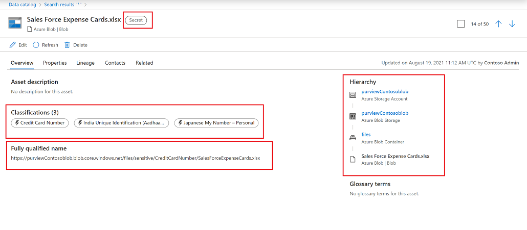 View a sensitivity label on a file in your Azure Blob Storage