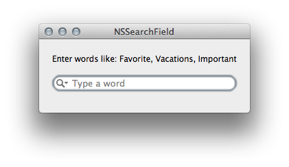 SearchField application screenshot