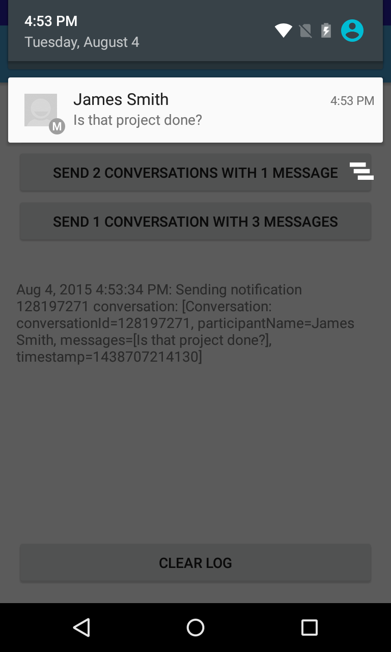 Messaging Service Sample application screenshot