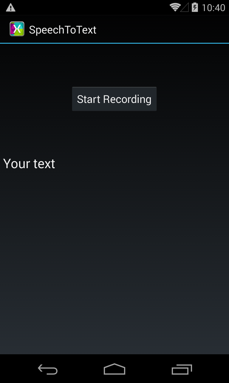 Screenshot with record button to convert speech to text