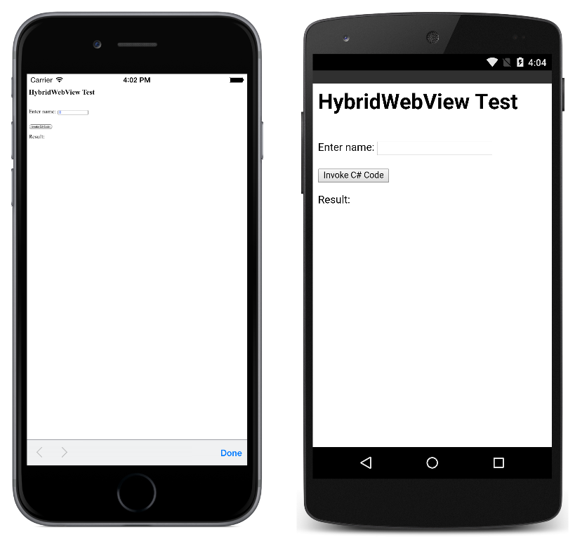 HybridWebView Custom Renderer application screenshot
