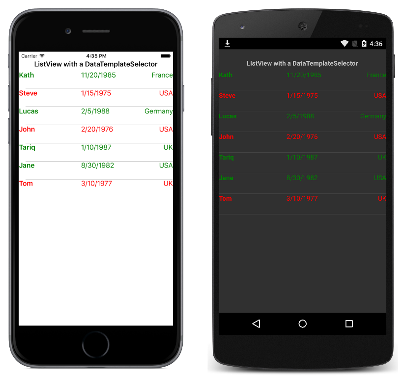 Data Template Selector application screenshot