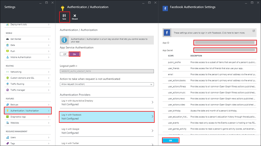 Facebook authentication with Unity and Azure | Microsoft Docs