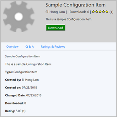 Configuration Manager console, Community workspace, Hub node, details page