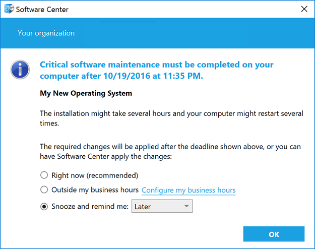 Required Software dialog