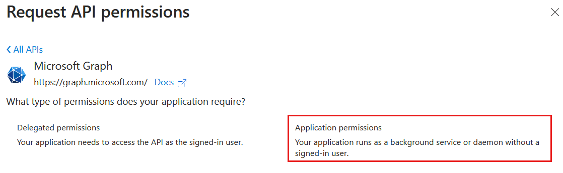 Screenshot showing location of Application permissions.