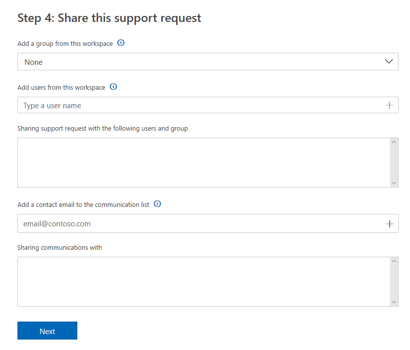 Sharing support requests