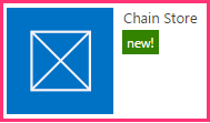 The launch tile for the Chain Store add-in on the site contents page with the add-in's icon and name.