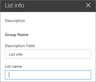 The list name property displayed in the web part property pane