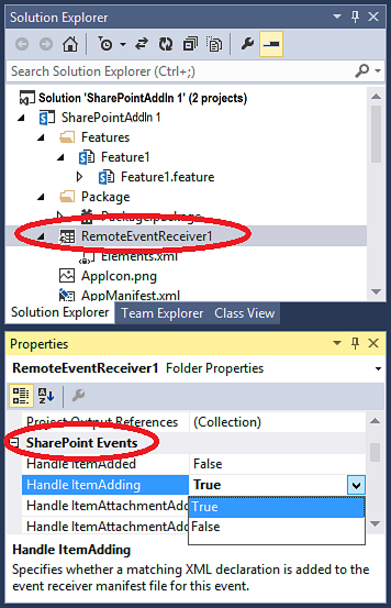 SharePoint remote events in Visual Studio