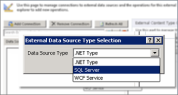 Screenshot of the Add Connection dialog where you can choose a data source type. In this case, the type is SQL Server, which can be used to connect to SQL Azure.