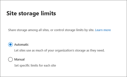 Managing site storage limits