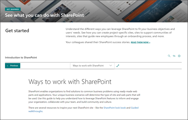 Image of the Ways to work with SharePoint page