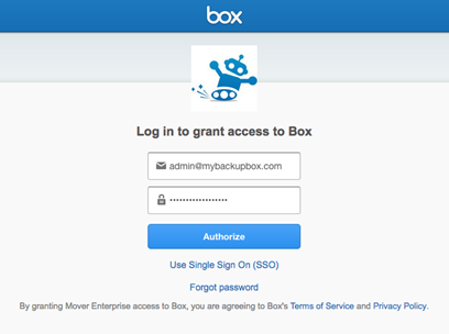 Log into grant access to box