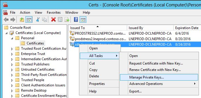 Adding services to the certificate