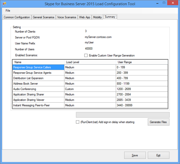 Load Configuration tool Summary tab.